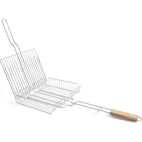 Barbecue et Grill Fumoir - Taille: 5531.5cm - Grill Panier 1pc Argent Double Grille Ajustable, Grille Rectangulaire, Grille - Matériel: Acier Chromé (1/5)