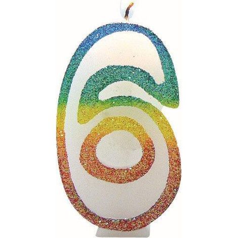 Ziffernkerze 6 Regenbogen 8cm - Eurobougie