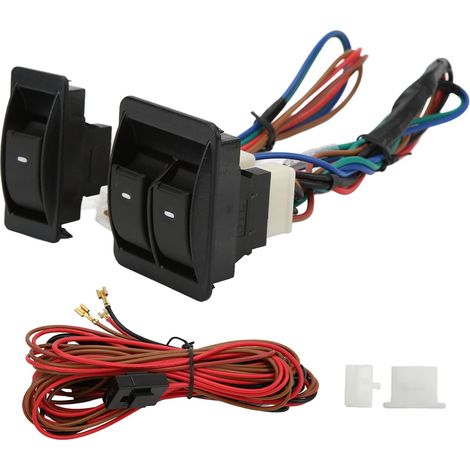 Commutateur universel de lève-vitre de voiture, kit de régulateur de commutateur de lève-vitre universel de voiture 5pcs Kit de régulateur automatique avec faisceau de câblage de 2 portes (1/5)