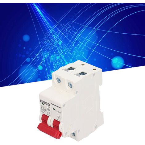 Disjoncteur 2P 16A 1000V DC, capacité de rupture 6000A, montage rail DIN pour basse tension