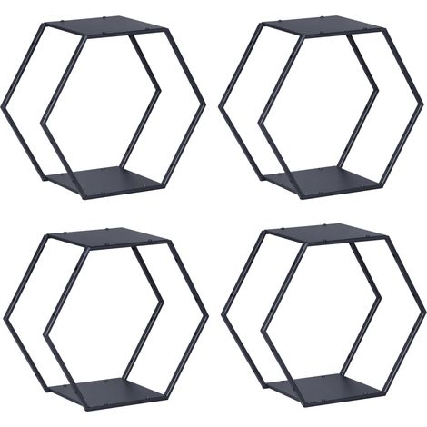 Juego de 4 estantes de pared de acero negro 32 x 37 x 19 cm 030009886 (1/5)