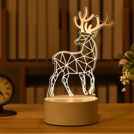 3D-Licht Acryl USB LED Nachtlicht Neonschild Licht Weihnachtsdekoration Heim Schlafzimmer Dekoration Geburtstag Hochzeitsgeschenk Weihnachtsdekoration 1 Stück (Sikahirsch, Warmes Licht)