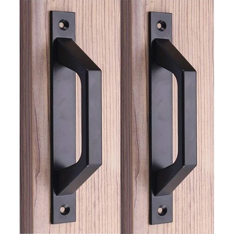 Poignées de porte en alliage d'aluminium noir, quincaillerie pour balcon, chambre et cuisine, 2 pièces (1/5)