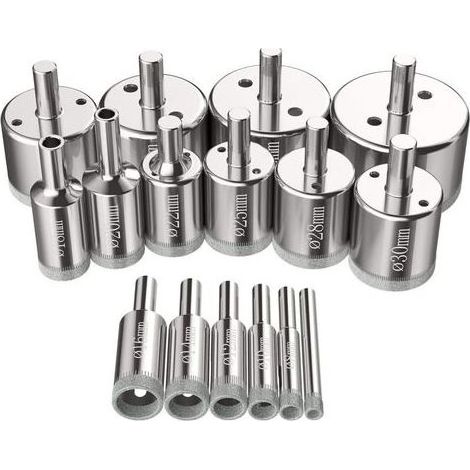Saw-bell 16 pcs, Drill Diamond Saw Bell 6-50 mm Tools of drilling in glass holes saw kit for steel to the carbon, drill in glass, ceramic, porcelain, tiles, marble (1/5)
