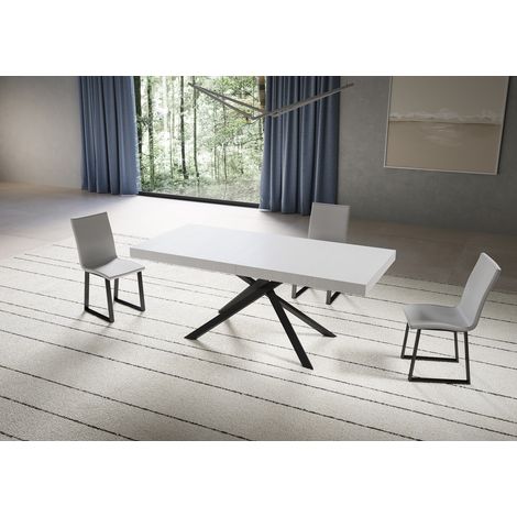 Tavolo Allungabile 180-440x90x74 cm Niket Bianco Frassino Gambe Antracite (1/4)
