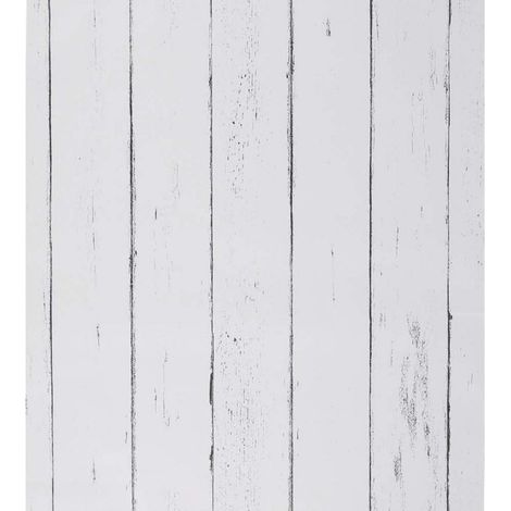 Weiße Selbstklebende Holztapete 44.5x1000cm - Wohnzimmer Küche Schrank (1/5)