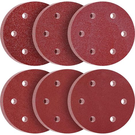 Lot de 60 disques abrasifs 225mm – Assortiment grains P40 à P240 – 6 trous pour ponceuse girafe – Pour bois dur et métaux