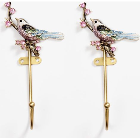 Set of 2 handmade, vintage-style, antique-style metal bird-shaped wall hooks decorative and sturdy organizer, ideal for hanging clothes, coats, hats, bags, and towels. (1/5)