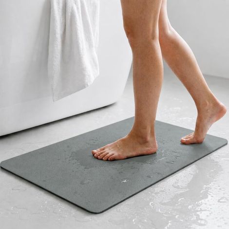Tapis de Bain Absorbant Antidérapant 40 x 60cm, Tapis Salle de Bain à Séchage Rapide, Tapis Sortie Douche, Anti-Moisissure, Facile à Nettoyer, pour Baignoire et Salle d’Eau (1/5)