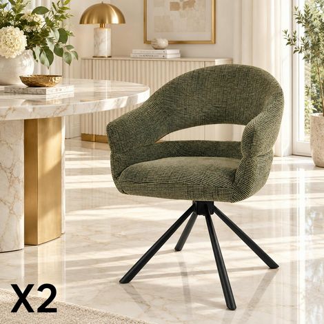 Fauteuil de table pivotant vert à dos ouvert (lot de 2) IENA (1/5)