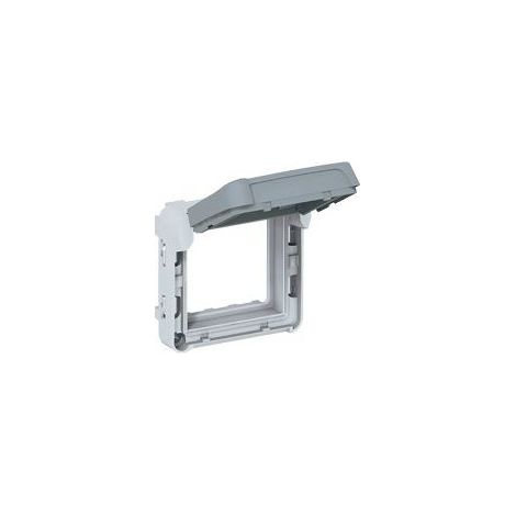 Adaptateur à volet fumé Plexo composable IP55 pour fonction Mosaic 2 modules gris et blanc (069579)
