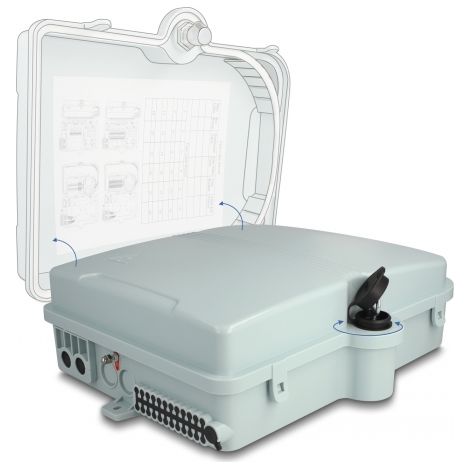 Delock Caja de distribuciÃ³n de fibra Ã³ptica para interior y exterior IP65 resistente al agua con cerradura de 24 puertos gris