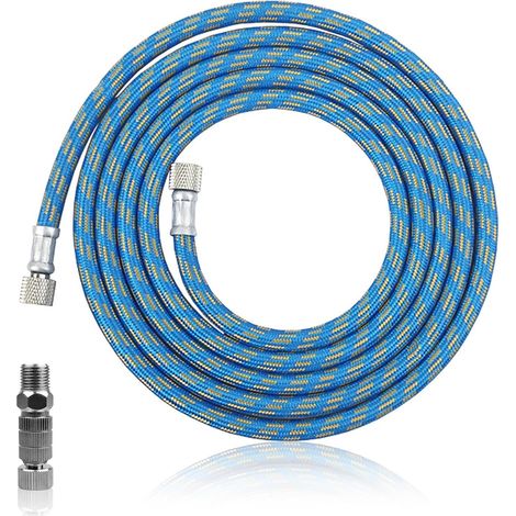 3 Metres Blue Nylon Braided Airbrush Hose, Compressed Air with Standard G1/8 Gaskets at Both Ends, with G1/8 Quick Fittings (1/5)
