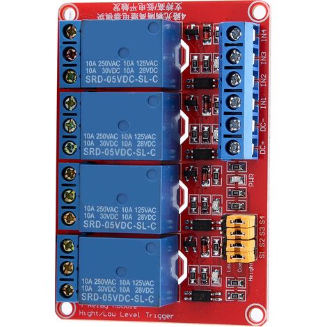 4-Kanal-Optokoppler-Relaismodulplatine, High- und Low-Triggerung, 5 V/12 V/24 V (5 V) (1/5)