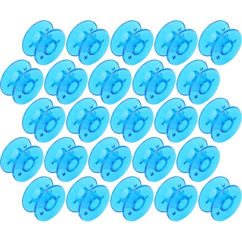Une boîte de 25 bobines et noyaux de fil spéciaux pour machines à coudre domestiques (bleu) - boîte de rangement de bobines en plastique. (1/5)