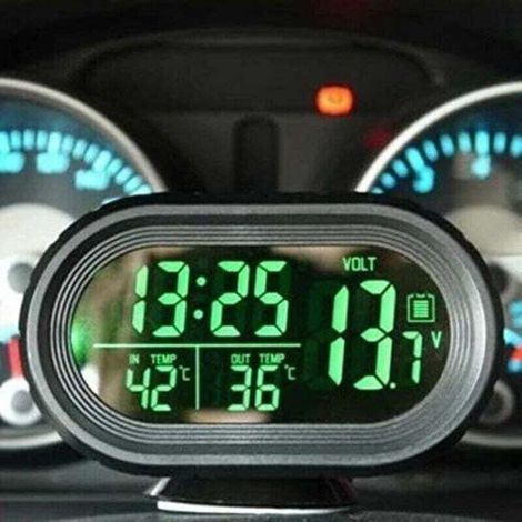 3-in-1 Digitales Auto-LED-LCD-Uhr-Thermometer-Voltmeter - Crezuo (1/3)
