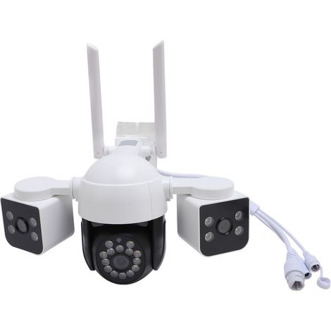 Caméra de sécurité sans fil à trois objectifs 6MP HD 360° avec fonction panoramique et inclinaison, communication bidirectionnelle, projecteur intégré et alarme pour la maison (1/5)