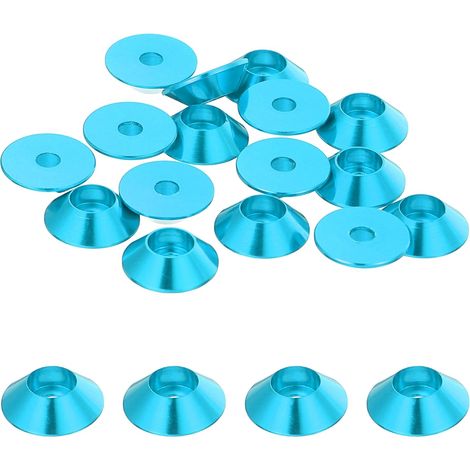 20 Pièces Rondelles à Tête Fraisée, Rondelles de Tasse M2 x 8.5 mm, Rondelle Fraisée, Rondelle Boulon En Aluminium Pour vis à tête, tige filetée, Accessoires Mécaniques, Bleu clair (1/5)