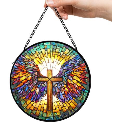 30 cmPanneau vitrail oiseau et fleurs, attrape-soleil décoratif pour fenêtre jardin, cadeau pour femme (1/5)