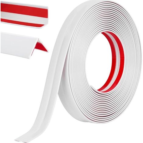 Rouleaux Moulure décorative, moulure Murale Adhesive, Baguette d’Angle PVC, Protection Angle Mur, Autoadhésive Bord pour Miroir Plafond Armoire Peint Carrelage, Blanc (1/5)