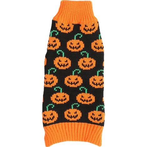 Pull d'Halloween pour chien avec visage souriant et citrouille - Vêtements d'hiver pour fournitures pour animaux de compagnie M (1/5)