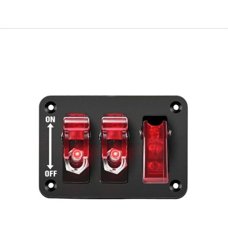 Interruptor basculante de 3 posiciones, 12 V, panel de interruptor basculante con luz LED y tapa abatible, placa de interruptor de encendido/apagado resistente, 3 pines SPST (1/5)