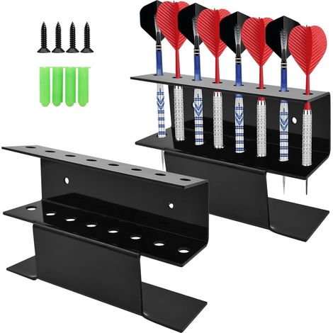 2-teiliger Wand-Dartscheibenhalter, Dart-Dock-Präsentationsstation für Stahl- und Softdarts, Acryl-Dartzubehörhalter, Schwarz