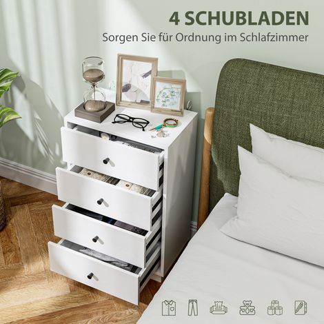 Commode 7 tiroirs en panneaux de bois blanc, meuble de rangement moderne 47x29x75 cm (1/4)