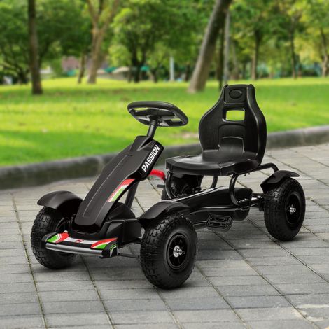 Kinder-Gokart, verstellbarer Sitz, Handbremse, ab 5 Jahren, 121 x 58 x 61 cm, Schwarz