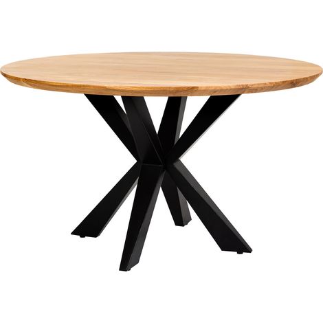 Mesa de comedor redonda borde suizo de madera de acacia D130x77 (1/5)