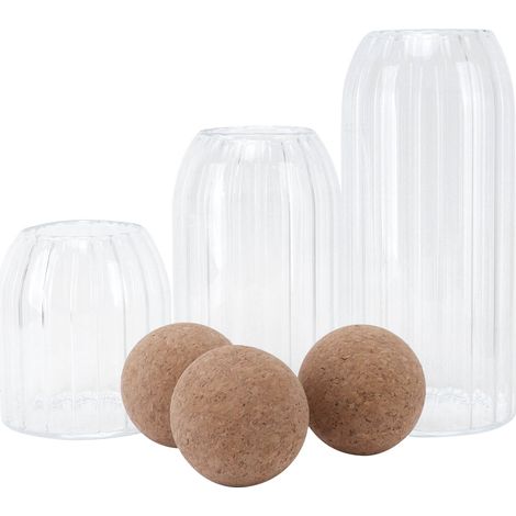 Lot de 3 bocaux en verre avec bouchon à bille, transparents, pour le rangement du thé, du café et des céréales.