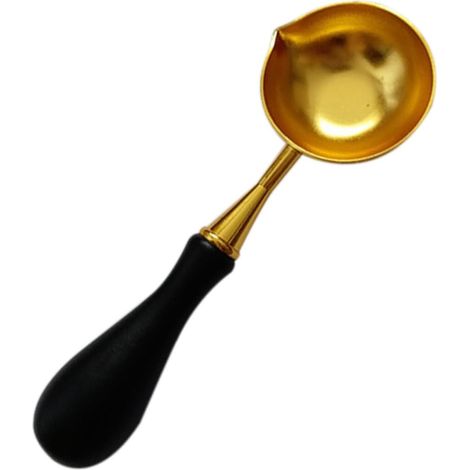 Cuillère à Cire de Sceau Vintage avec Poignée Noire Cuillère Traditionnelle pour Cacheter pour Invitations et Embellissements de Lettres (1/5)