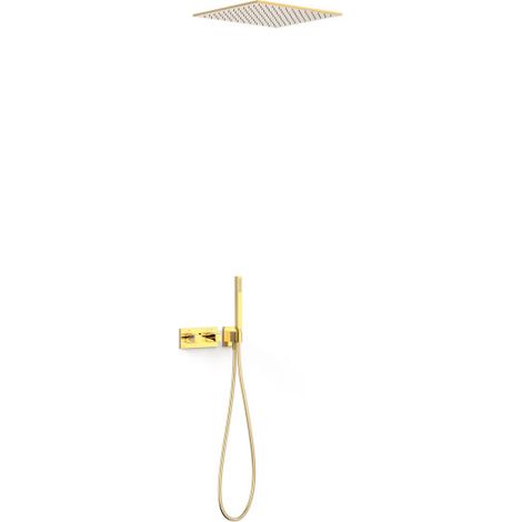 Kit robinet thermostatique encastré à 2 voies B-system pour douche Or 24K - TRES 30725206OR