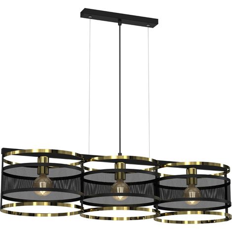 Suspension métal déco Rim noir/or 3xE27 15W Luminex