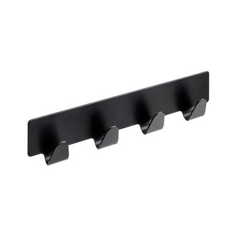 Hettich Hakenleiste Edelstahl 4-reihig 16 x 3,1 cm selbstklebend schwarz
