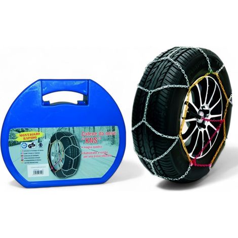 Catene da neve 9 mm misure pneumatici compatibili auto fino 18 pollici omologate maglia quadra per neve e ghiaccio (1/3)
