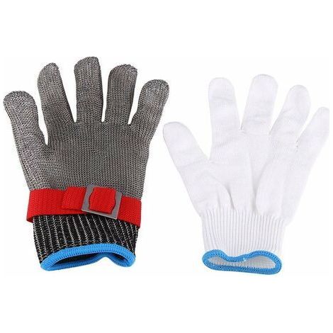 Outil de Protection de boucher de travail de sécurité de gant résistant aux coupures de maille de l'acier inoxydable SS304 (1/5)