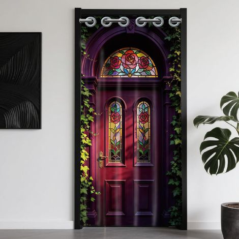 Rideau de porte pliable à motif victorien rétro pour décoration de porte de restaurant, 198 x 99 cm (1/5)