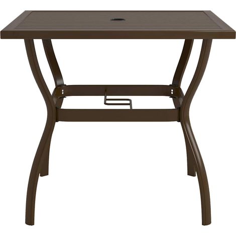 Maison Exclusive - Mesa de jardín de acero marrón 81,5x81,5x72 cm (1/5)