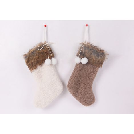 Dekohänger Weihnachtssocke 22 cm braun weiß 2-fach sortiert Dekoartikel