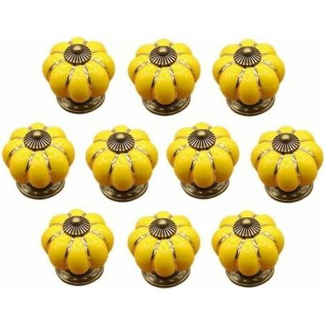 10 Pcs Ceramic Drawer Knobs, Cabinet Knobs for Kitchen Drawers and Cabinets (Yellow) -  Yellow (1/5)