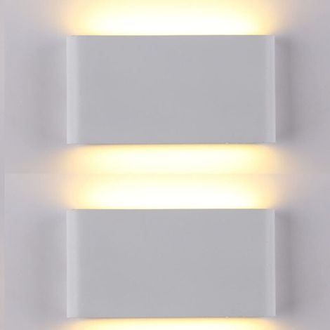 Lot de 2 Applique murale LED, applique murale d'intérieur et d'extérieur, IP65, 12W, pour jardins, terrasses, escaliers, blanc-3000K (1/5)