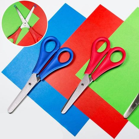 Lot de 2 ciseaux de sécurité pour enfants à bouts arrondis, parfaits pour les activités scolaires. (1/5)