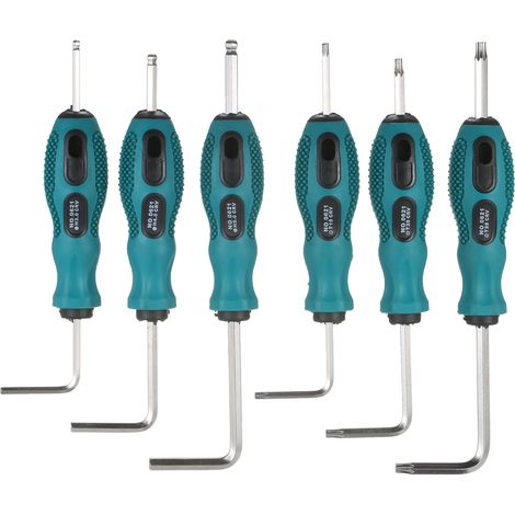 Satz von Inbus-, Torx- und Sechskantschlüsseln mit langen Armen und Kugelköpfen aus industrietauglichem Chrom-Vanadium-Stahl, mit TPU-Griff für hervorragenden Halt.