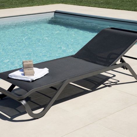Moia Greenwood Vieste Lettino Outdoor Antracite Textilene Grigio (1/4)