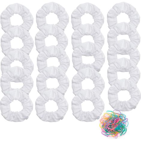 Lot de 20 Chouchou, Blanc, Tie-dye, Élastique, Queue de cheval, Femme (1/5)