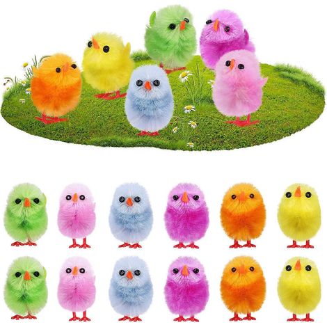 18 mini poussins de Pâques duveteux, faux poussins de Pâques, décorations de Pâques (1/3)
