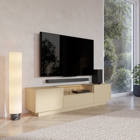 Mueble para TV Kakaha, un cajón, 2 estantes, 2 puertas, 176x40x43h cm Marrón Claro (1/5)