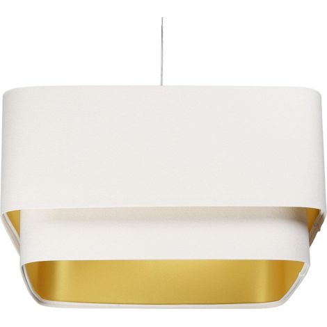 Suspension élégante en velours et PVC doré - Blanc crème et finition dorée opulente (1/5)