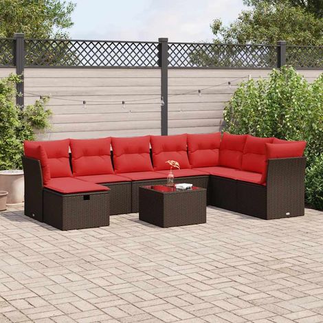 Salon de jardin avec coussins 9 pcs marron résine tressée vidaXL (1/5)